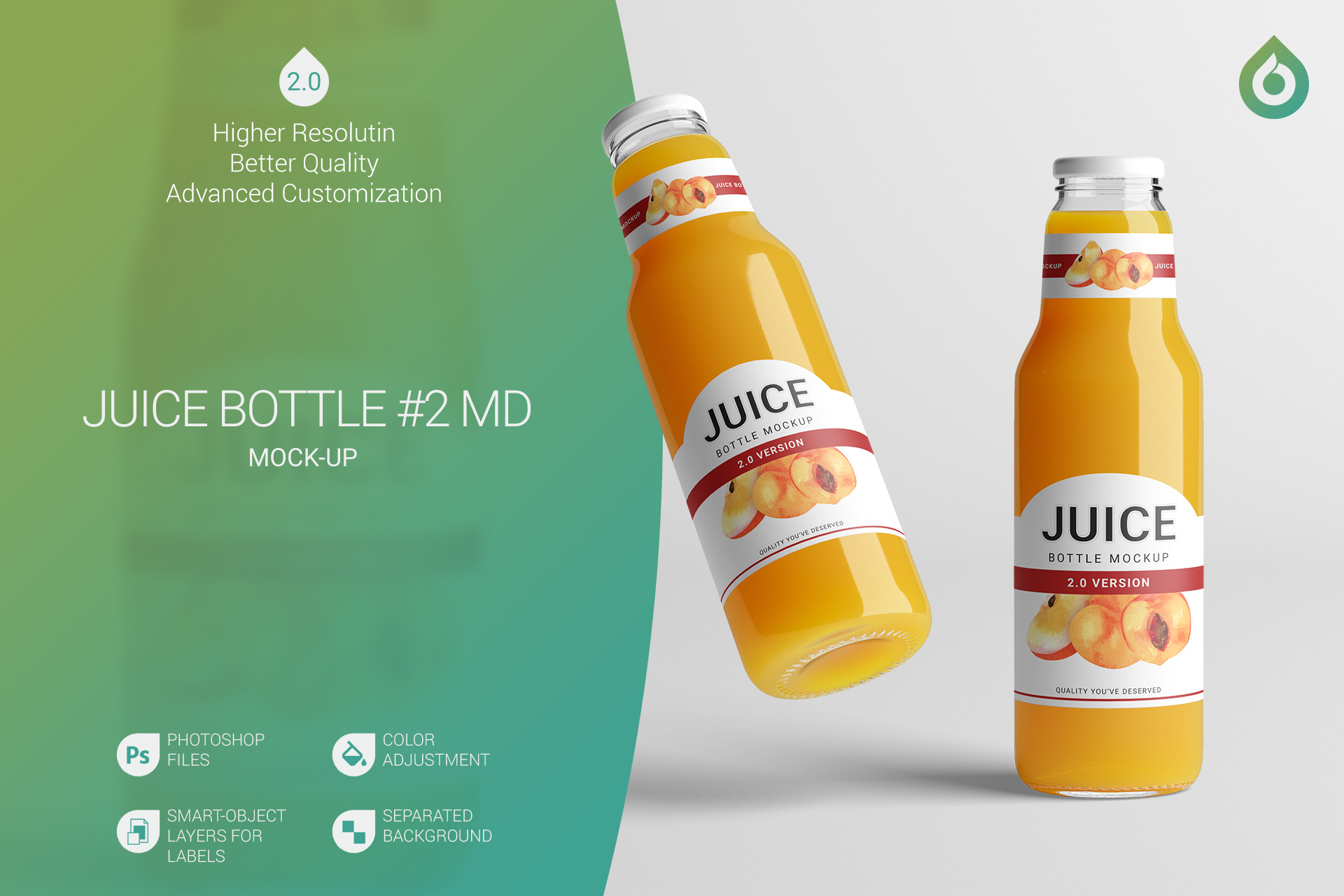 Green Smoothie Bottle Mockup - Free Download Images High Quality