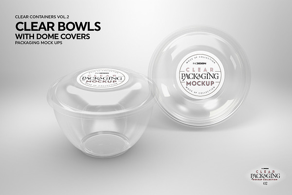 Download Clear Dome Bowls Packaging Mockup | Creative Photoshop ...