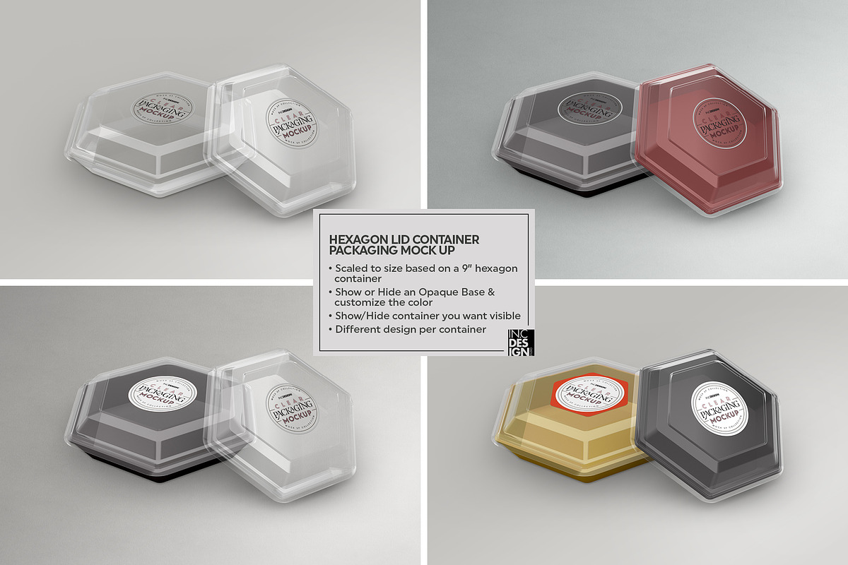 Download Clear Hexagon Containers Mockup | Creative Photoshop ...