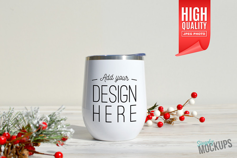 Download White Wine Tumbler Mockup Creative Illustrator Templates Creative Market