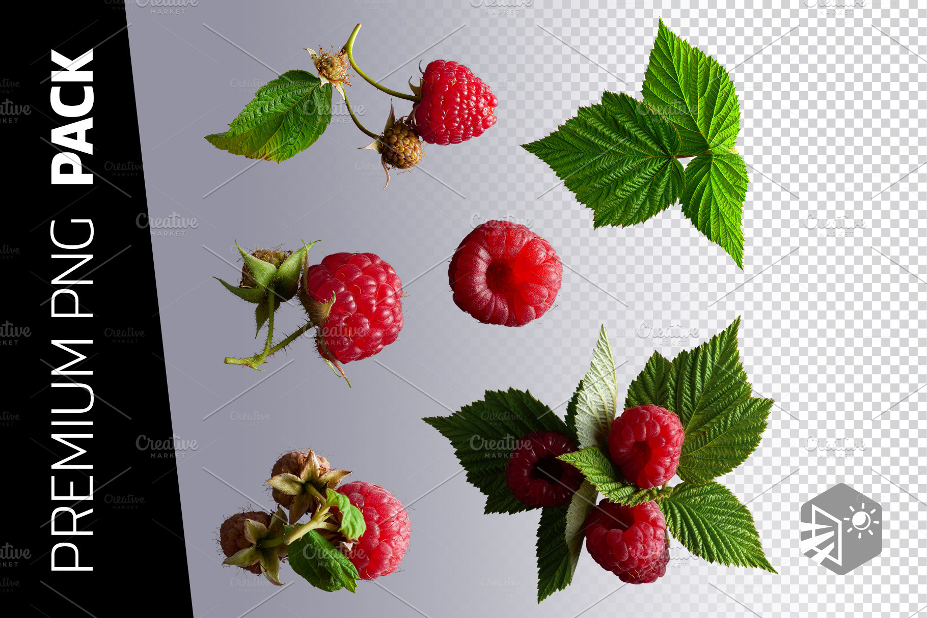 6 layers raspberry png pack high quality food images creative market creative market