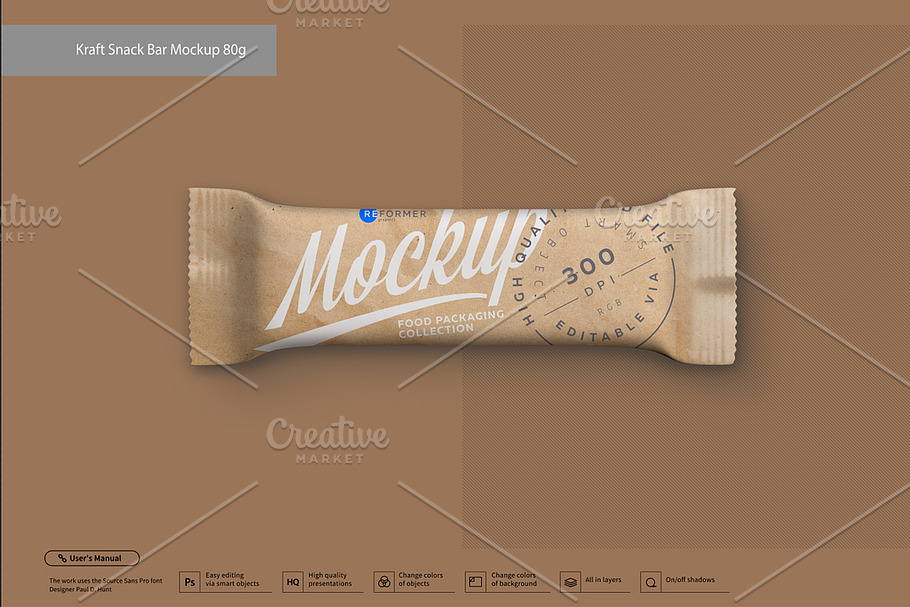 Download Kraft Snack Bar Mockup Creative Photoshop Templates Creative Market