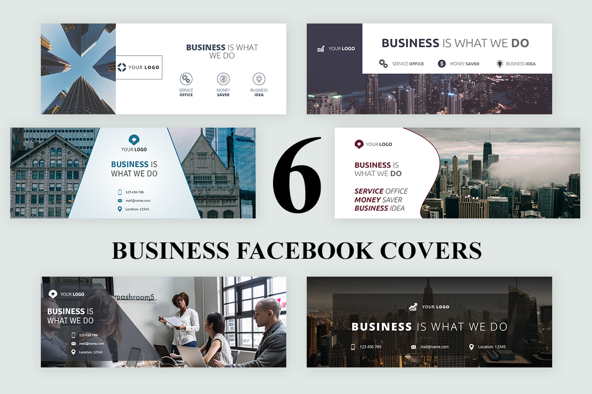 6 Business Facebook Covers | Social Media Templates ~ Creative Market