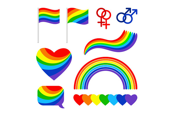 Pride signs, lgbt rights symbols | Pre-Designed Vector Graphics ...