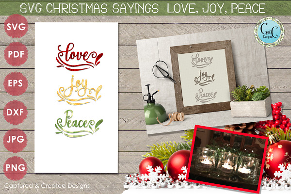 Svg Sayings Love Joy Peace Pre Designed Photoshop Graphics Creative Market