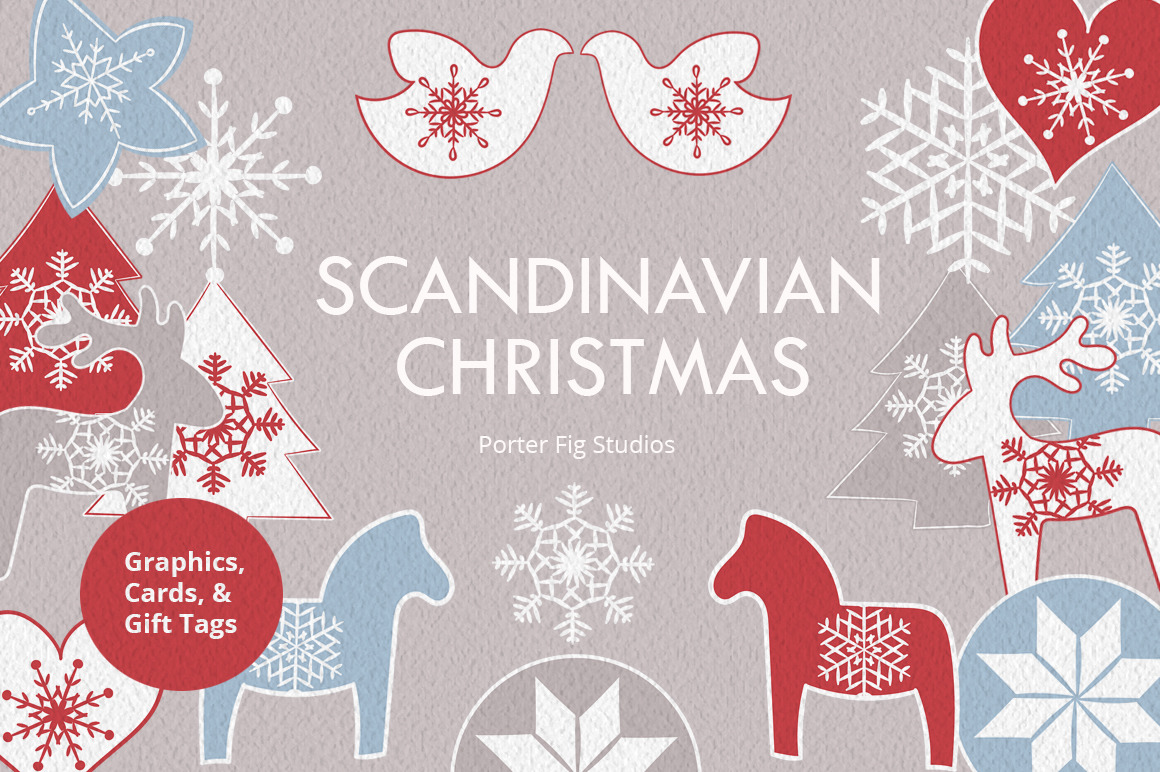 Scandinavian Christmas Graphics Set Pre Designed Photoshop Graphics