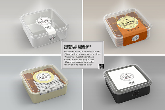 Clear Square Lid Container Mockup