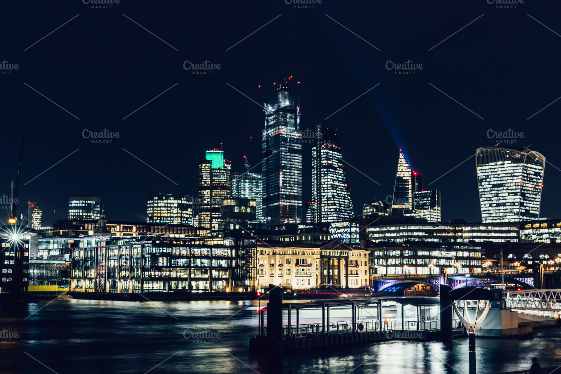 City Of London Modern Skyline Night Containing City London And Modern High Quality Architecture Stock Photos Creative Market