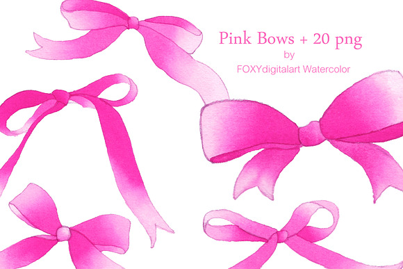 Download Watercolor Pink Bow Ribbon Clipart Pre Designed Photoshop Graphics Creative Market