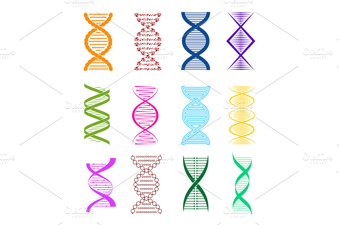 Silhouette Dna Set Vector Pre Designed Photoshop Graphics Creative Market