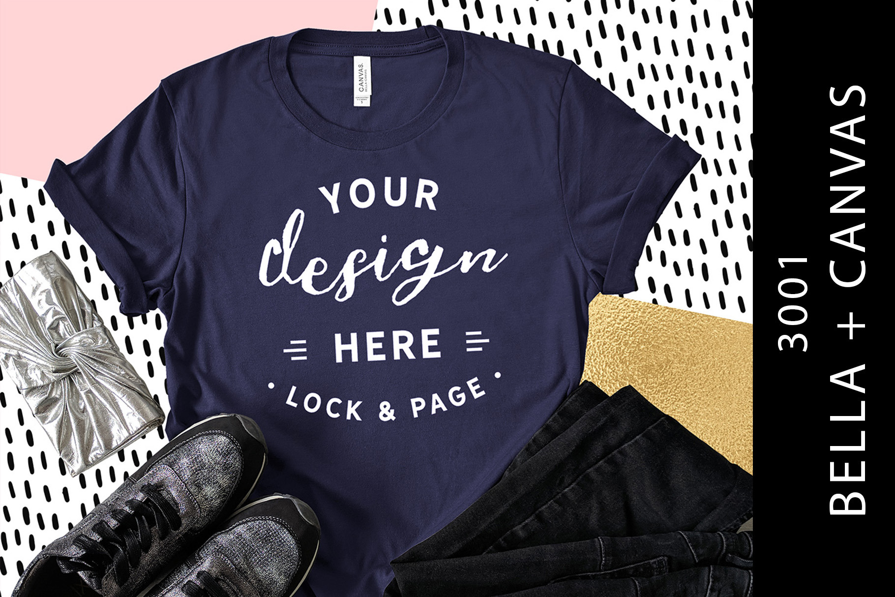 Download Navy Bella Canvas 3001 Tshirt Mockup Creative Illustrator Templates Creative Market