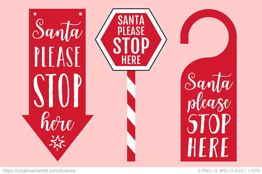 Download Santa Please Stop Here Signs Vector Pre Designed Photoshop Graphics Creative Market Yellowimages Mockups