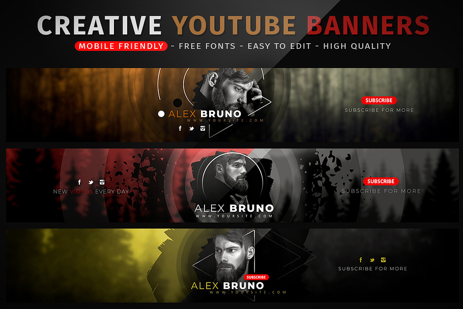 Creative Multipurpose Youtube Banner Creative Photoshop Templates