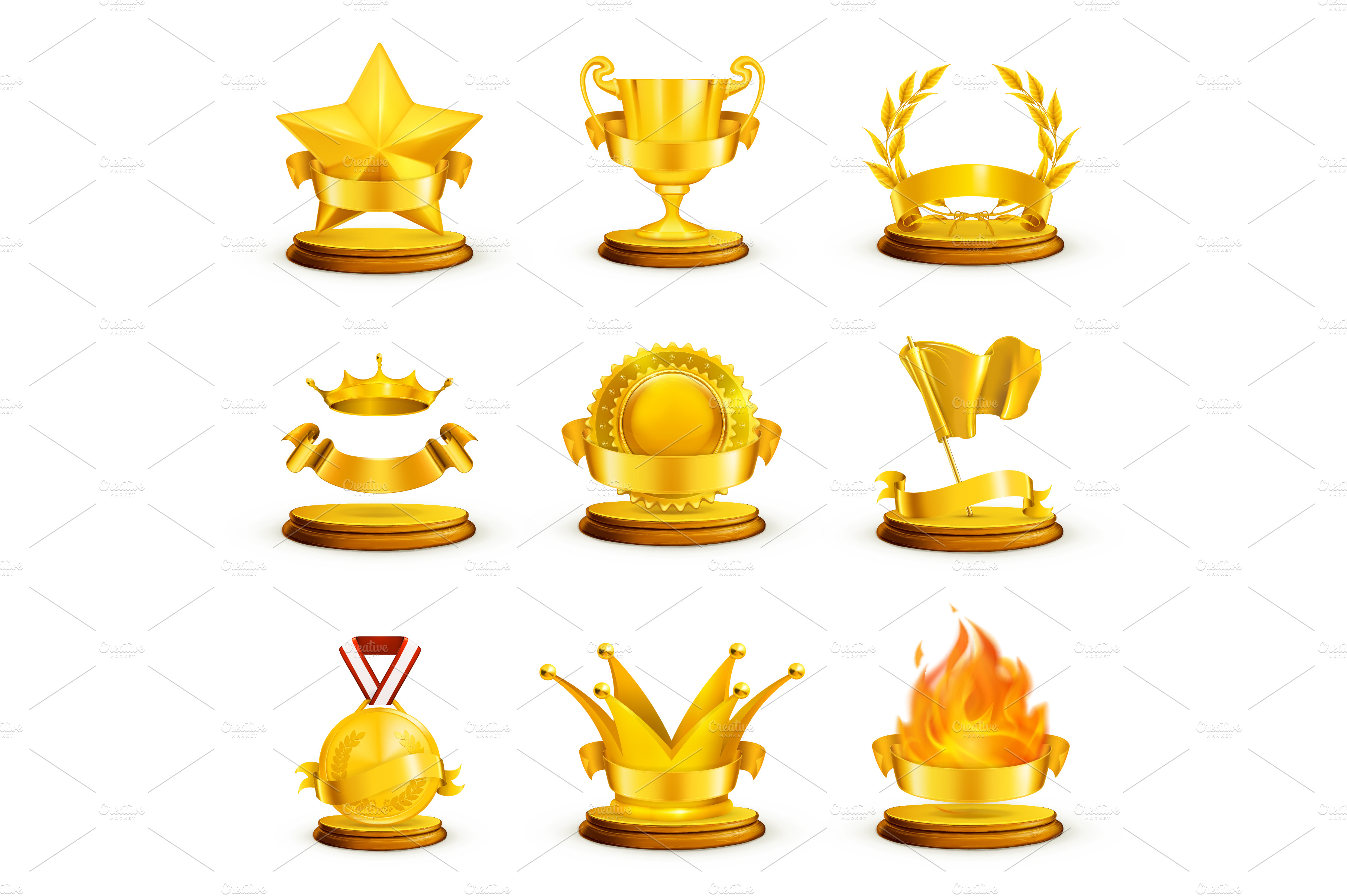 Golden awards, win, victory, vectors | Pre-Designed Illustrator