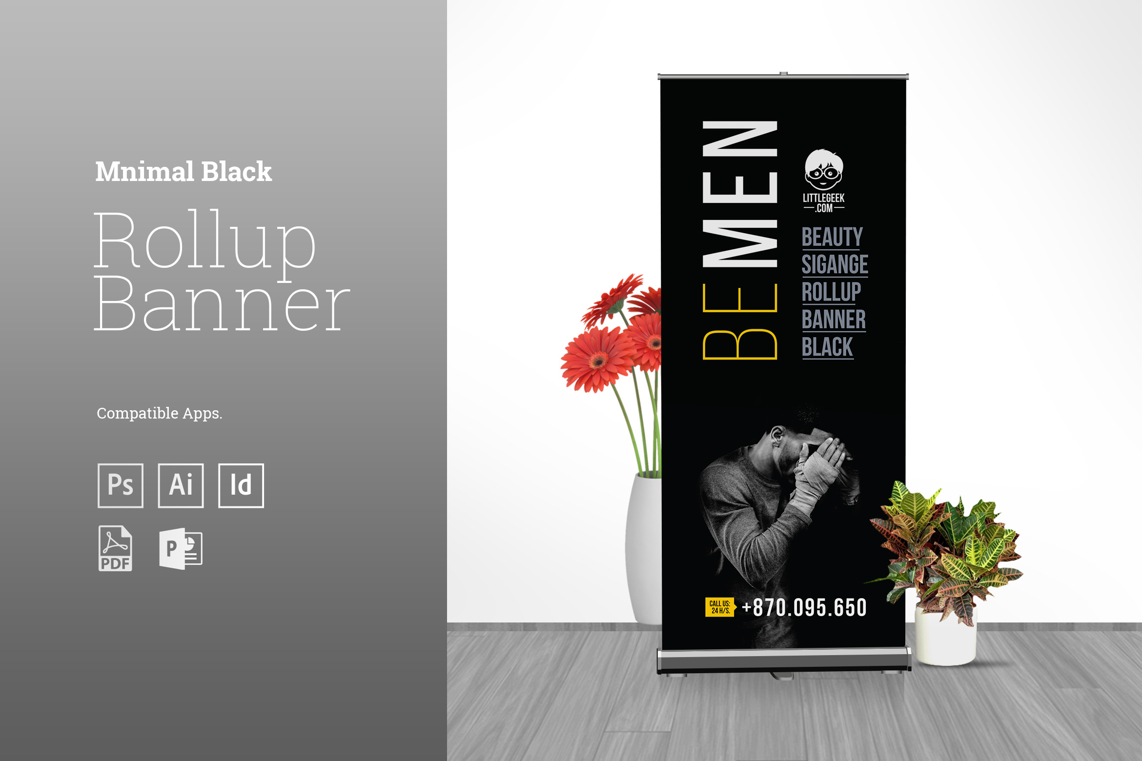 Minimal Black Rollup Banner Creative Illustrator Templates Creative Market