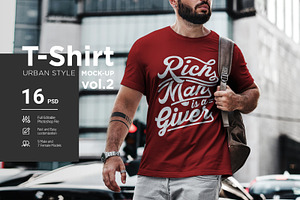 T Shirt Mock Up Couple In City Creative Photoshop Templates Creative Market