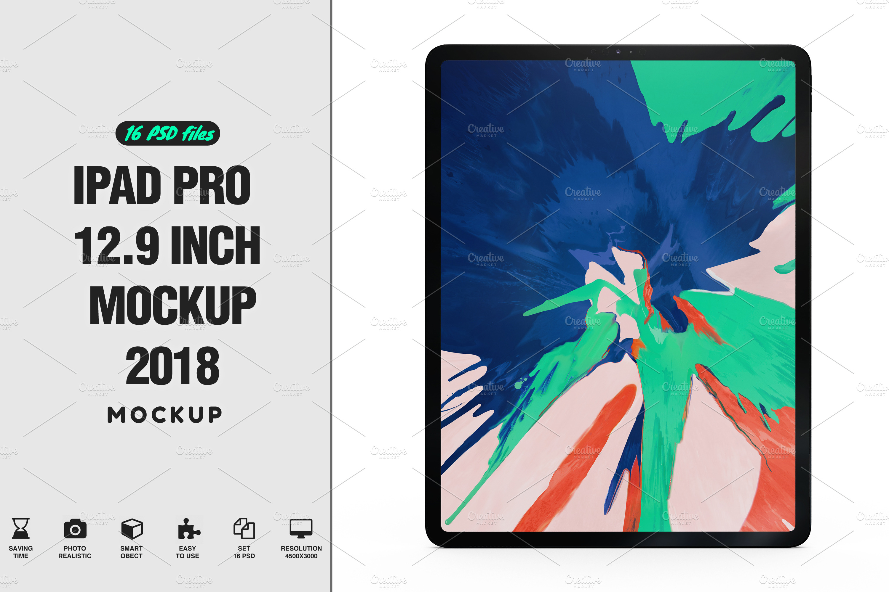 iPad Pro 12.9 inch 2018 Mockup | Photoshop Templates ~ Creative Market