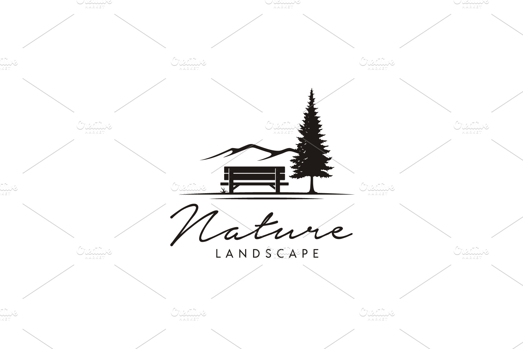 Wooden Bench Pine Fir Mountain Logo | Branding & Logo Templates ...