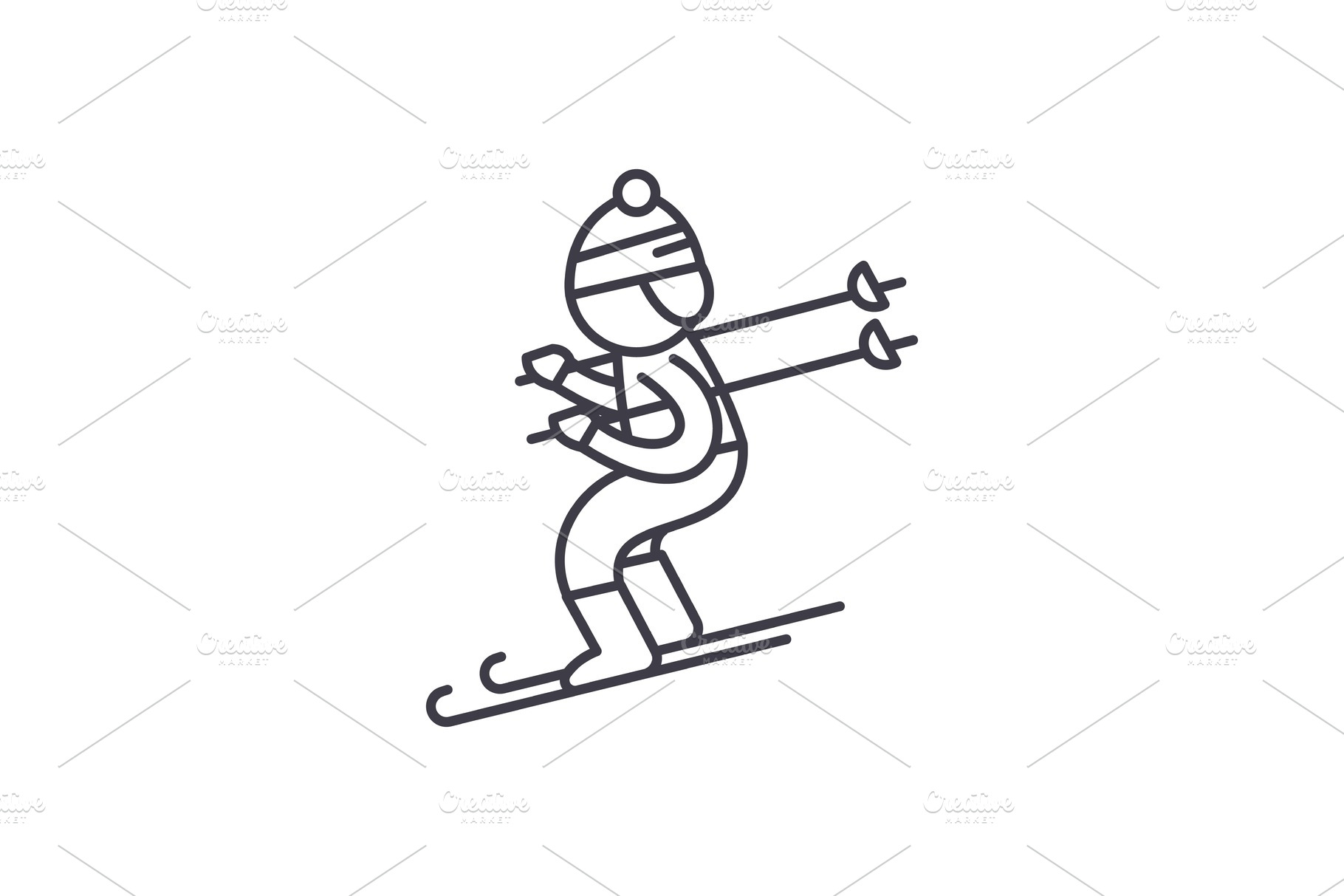 Skiing line icon concept. Skiing | Illustrations ~ Creative Market