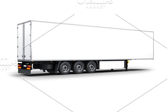 Download Semi Trailer Truck Psd Mockup Creative Photoshop Templates Creative Market