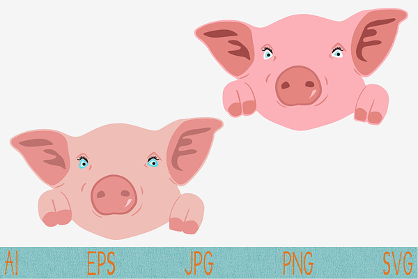 Download Cute Pig Cartoon Svg Set Vector Png Pre Designed Photoshop Graphics Creative Market PSD Mockup Templates