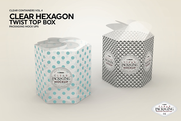 Download Clear Hexagon Twist Top Box Mockup Creative Photoshop Templates Creative Market