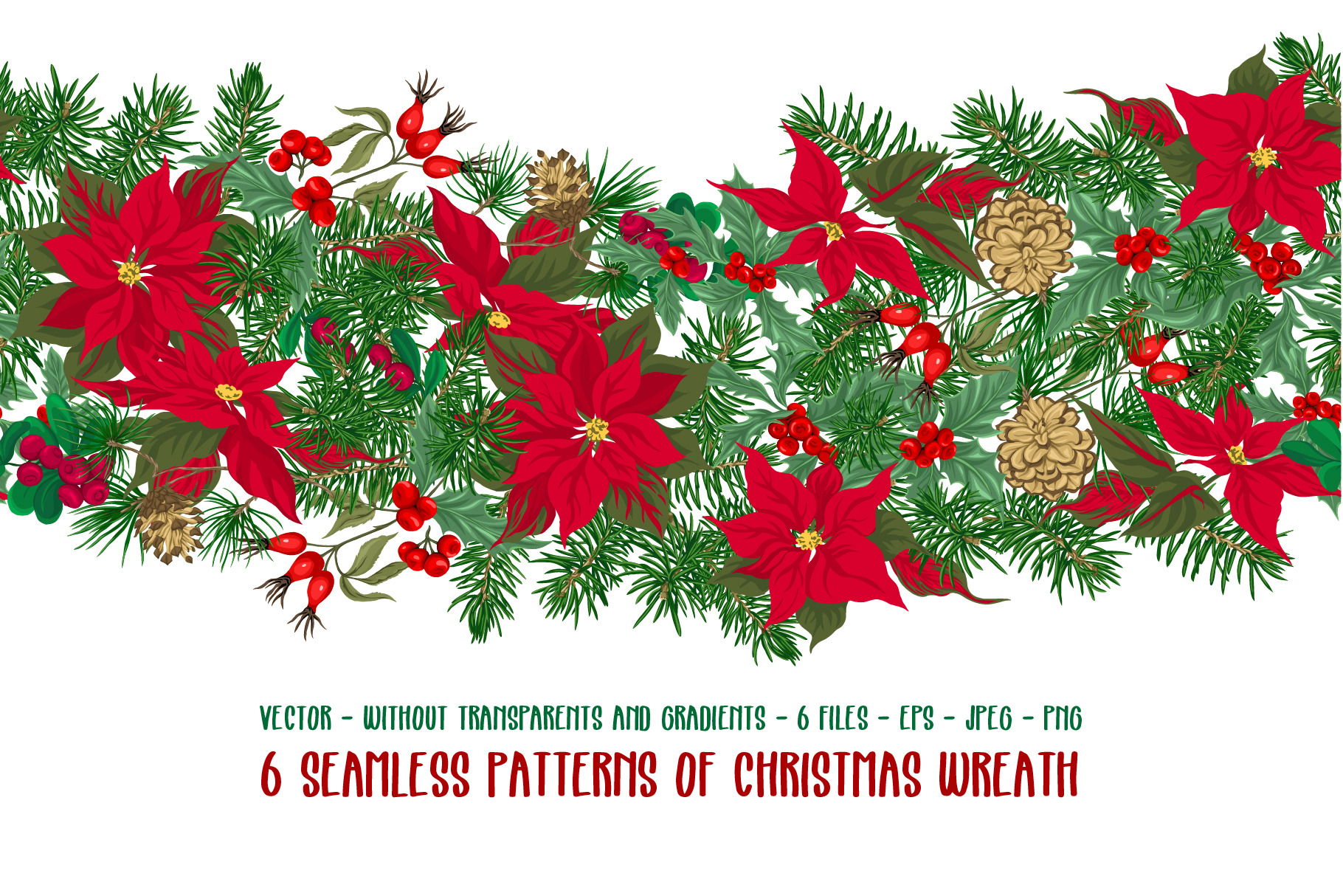 Christmas Wreath Seamless Patterns | Graphic Patterns ~ Creative Market