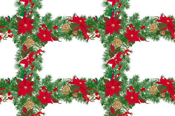 Christmas Wreath Seamless Patterns | Pre-Designed Illustrator Graphics