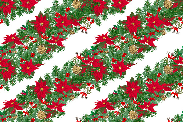 Christmas Wreath Seamless Patterns | Pre-Designed Illustrator Graphics