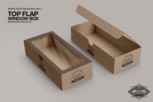 Download Top Flap Window Box Packaging Mockup Creative Photoshop Templates Creative Market