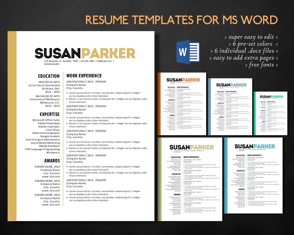 Big name 3 in 1 Word resume | Resume Templates ~ Creative Market