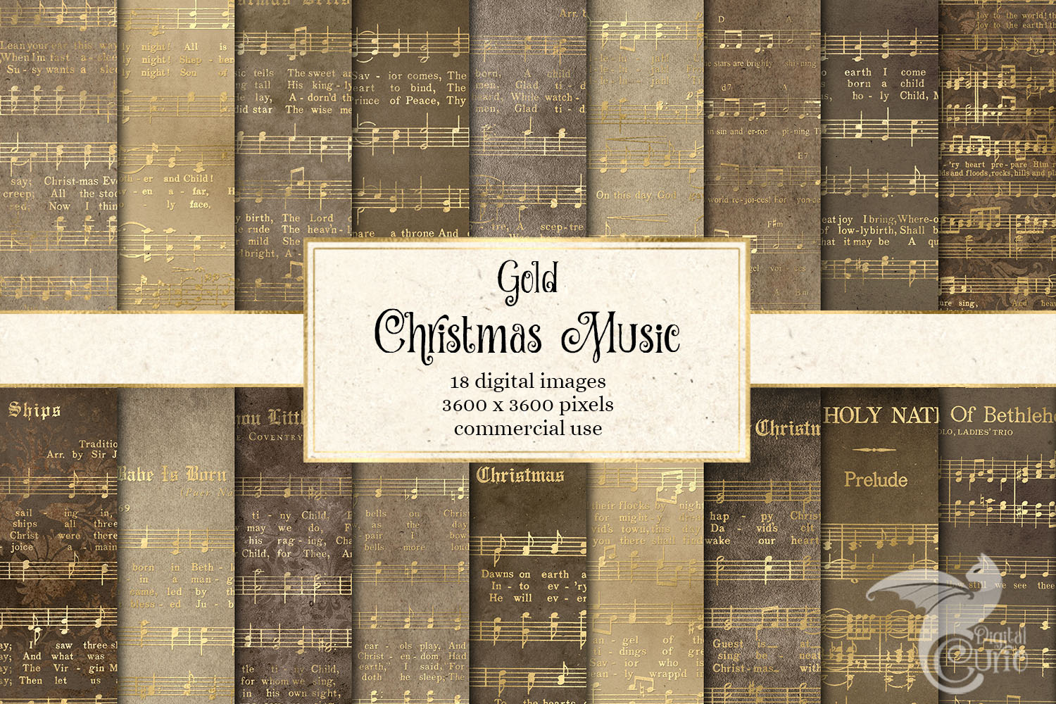 Download Gold Christmas Music Digital Paper Pre Designed Photoshop Graphics Creative Market