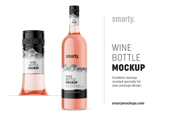 Download Rose Wine Bottle Mockup Creative Photoshop Templates Creative Market