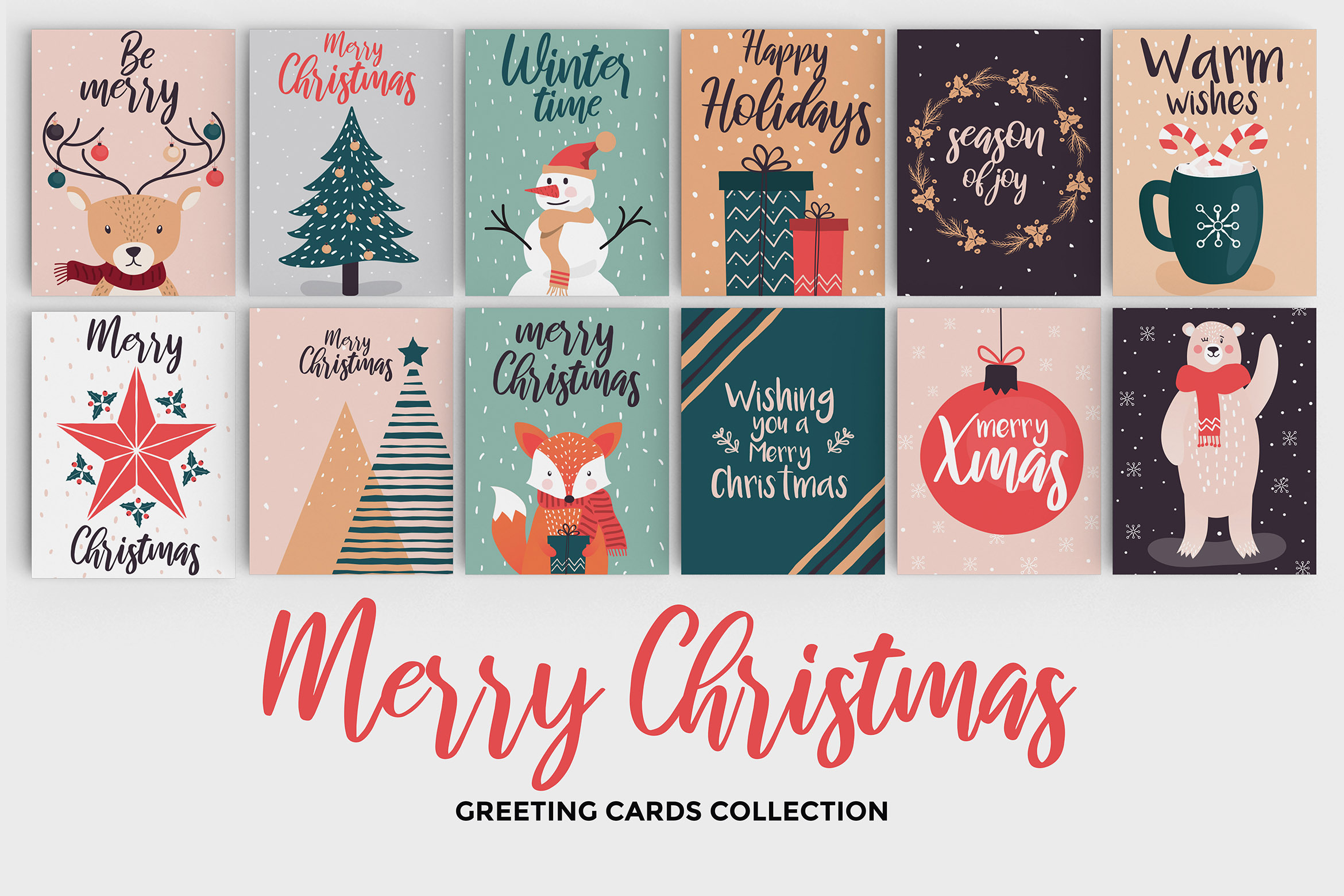 Hand Drawn Christmas Greeting Cards 