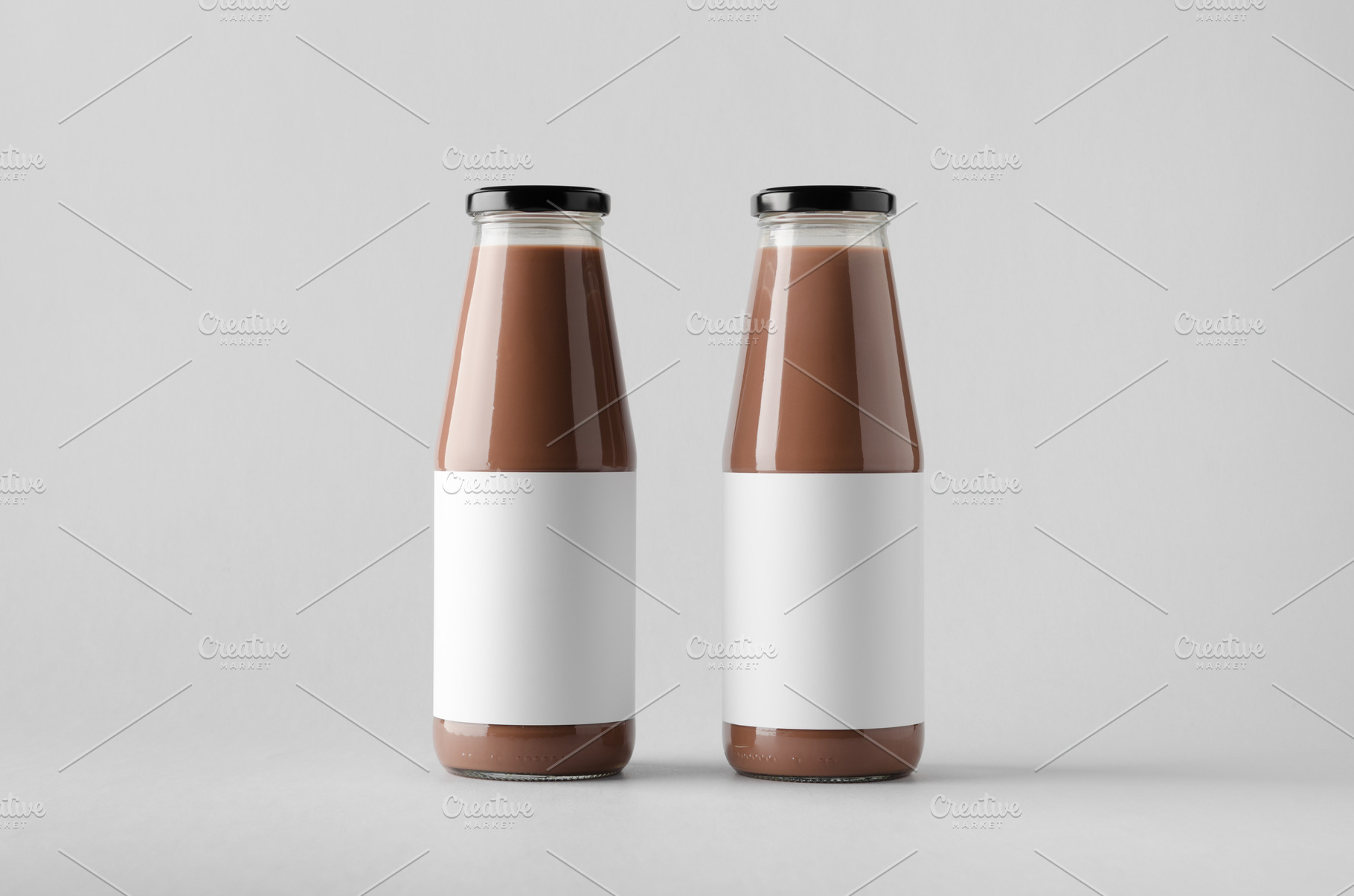 Download Chocolate Milk Bottle Mockup Two Stock Photo Containing 700ml And 70cl High Quality Food Images Creative Market