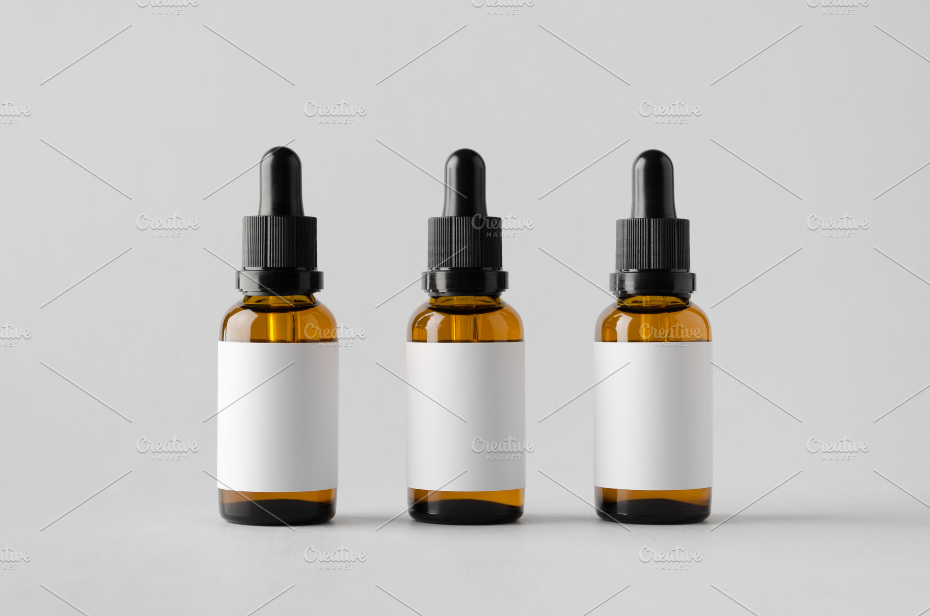 Download Dropper Bottle Mock-Up - Three Bottl | High-Quality Food Images ~ Creative Market