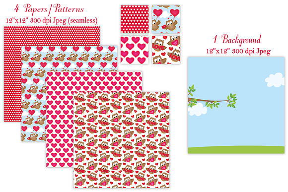 Valentine's Day Owl Clipart  Illustrations ~ Creative Market