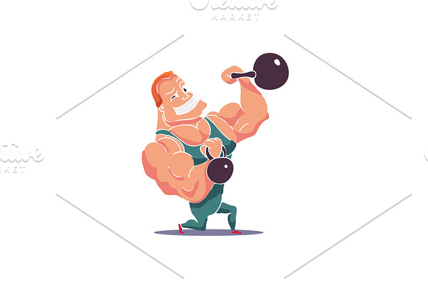 Cartoon Character Muscle man with | Pre-Designed Vector Graphics