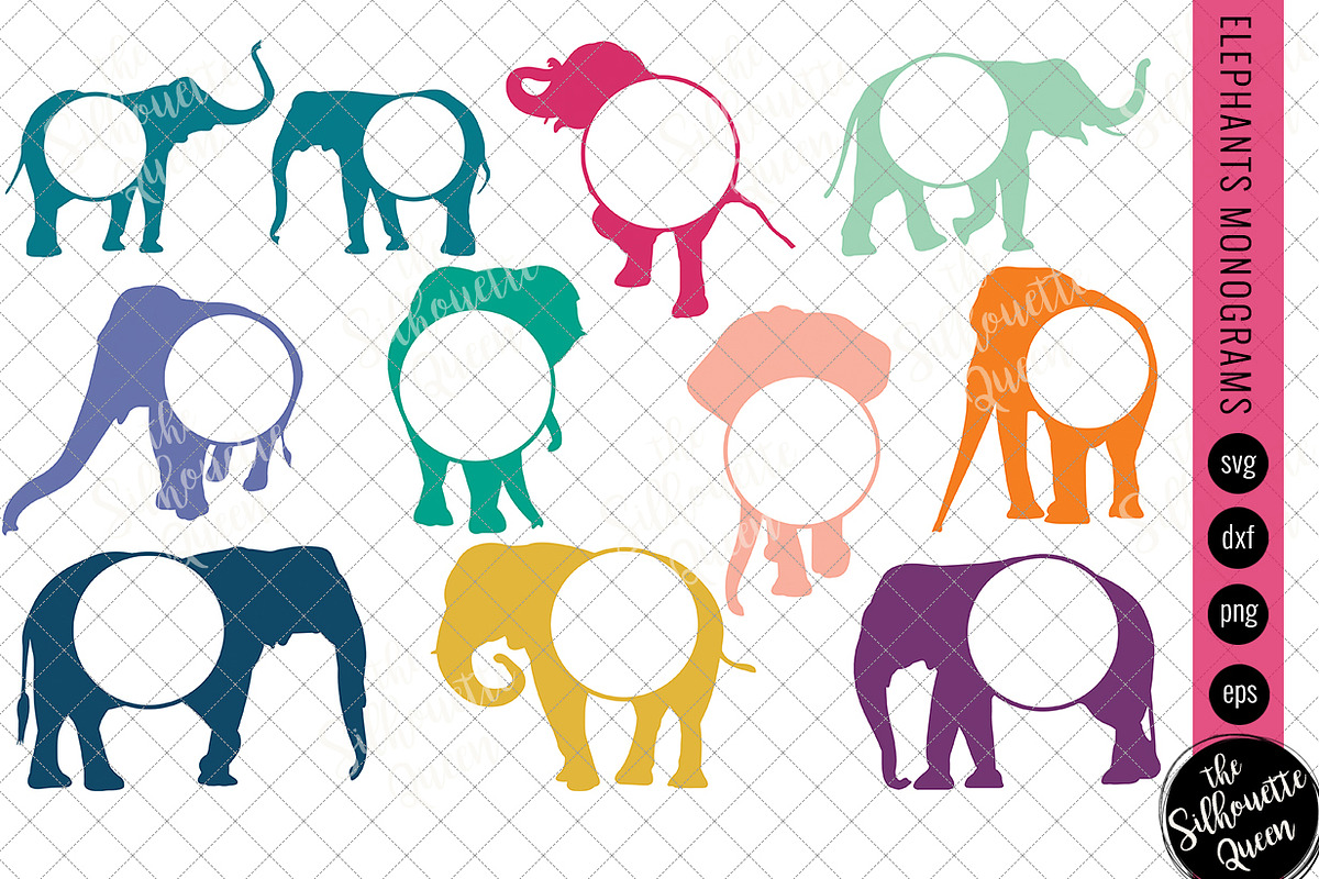 Download Elephant Svg, Monogram Svg, Circle F | Pre-Designed Illustrator Graphics ~ Creative Market