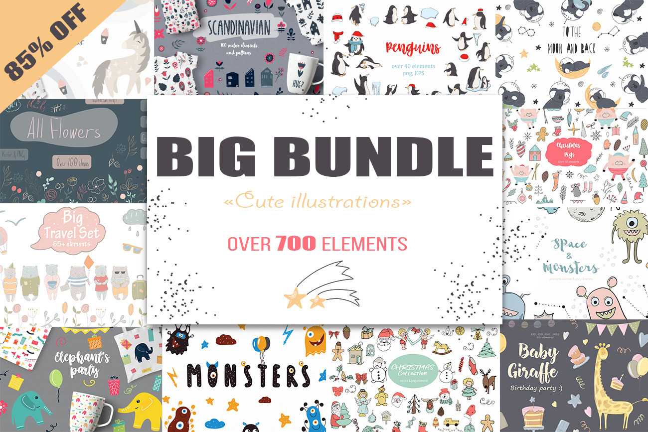 Download Big Bundle Illustrations Pre Designed Photoshop Graphics Creative Market