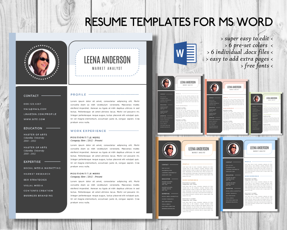 Modern photo Word resume | Resume Templates ~ Creative Market