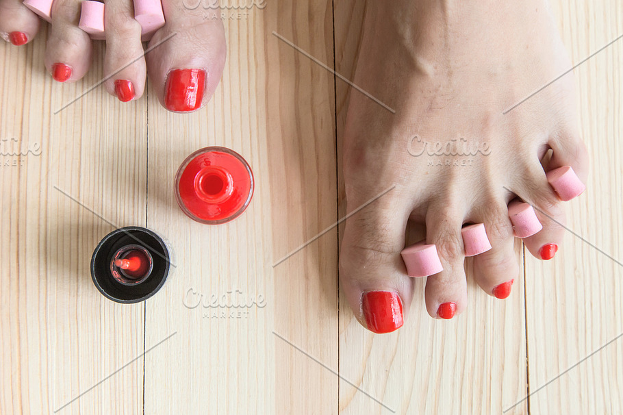 Woman Painting Toe Nails HighQuality People Images Creative Market