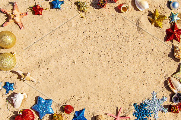 Christmas background on the beach containing christmas, background, and