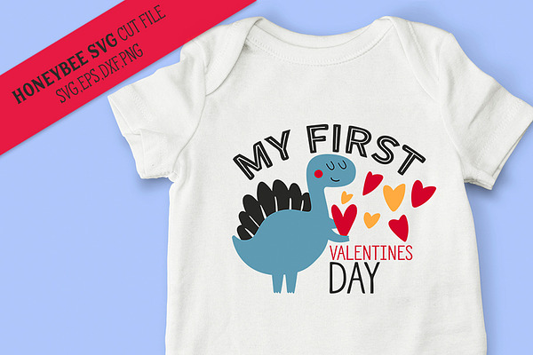 Download My First Valentine's Day Dino SVG Cu | Pre-Designed ...