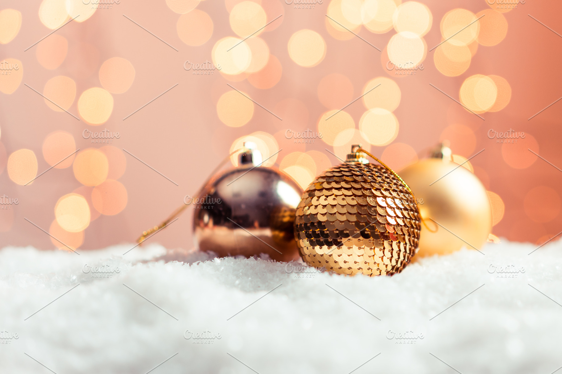 Christmas background with gold balls featuring christmas, christmas time, and | High-Quality