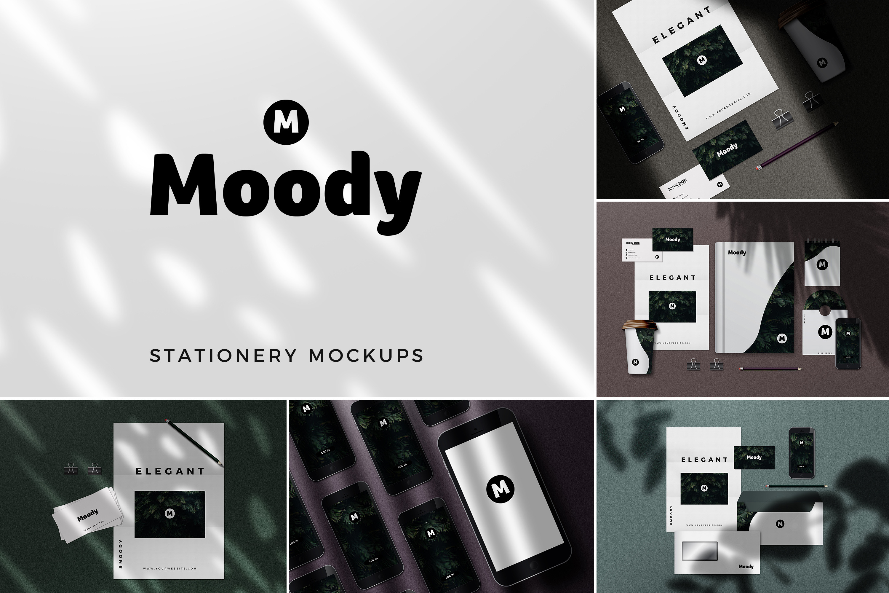 Download Moody Stationery Mockup Bundle Creative Photoshop Templates Creative Market PSD Mockup Templates