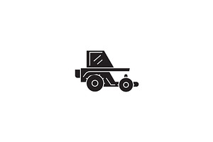 combine harvester vector line icon, sign, illustration on background ...