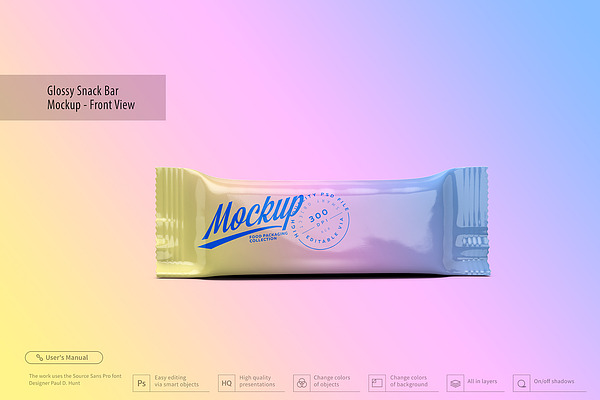 Download Glossy Snack Bar Mockup - Front View | Creative Photoshop ...