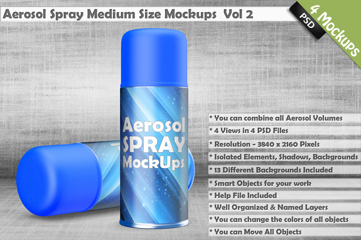 Download Aerosol Spray Can Mockup vol 2 | Creative Photoshop Templates ~ Creative Market