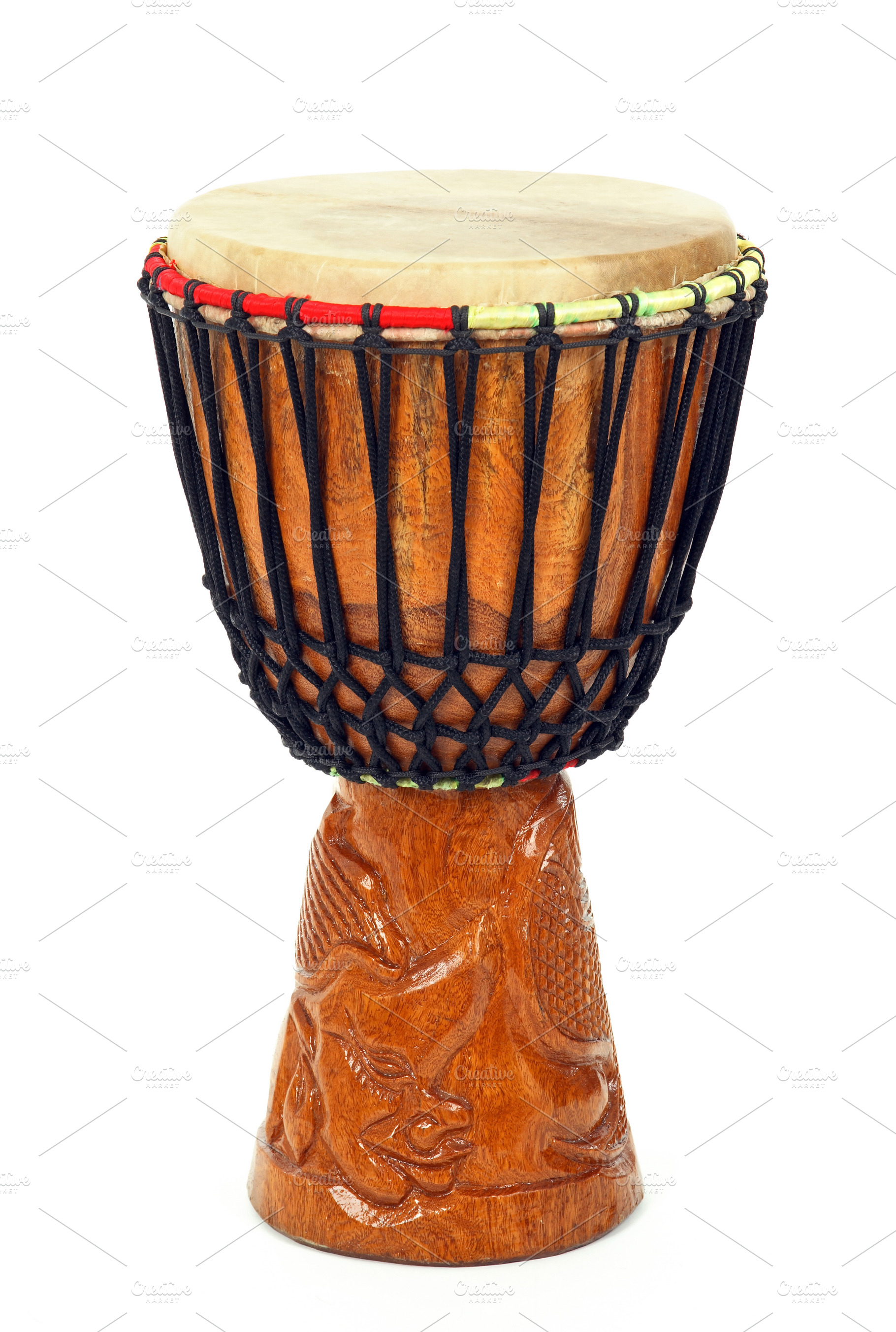 Carved African djembe drum Arts & Entertainment Stock Photos